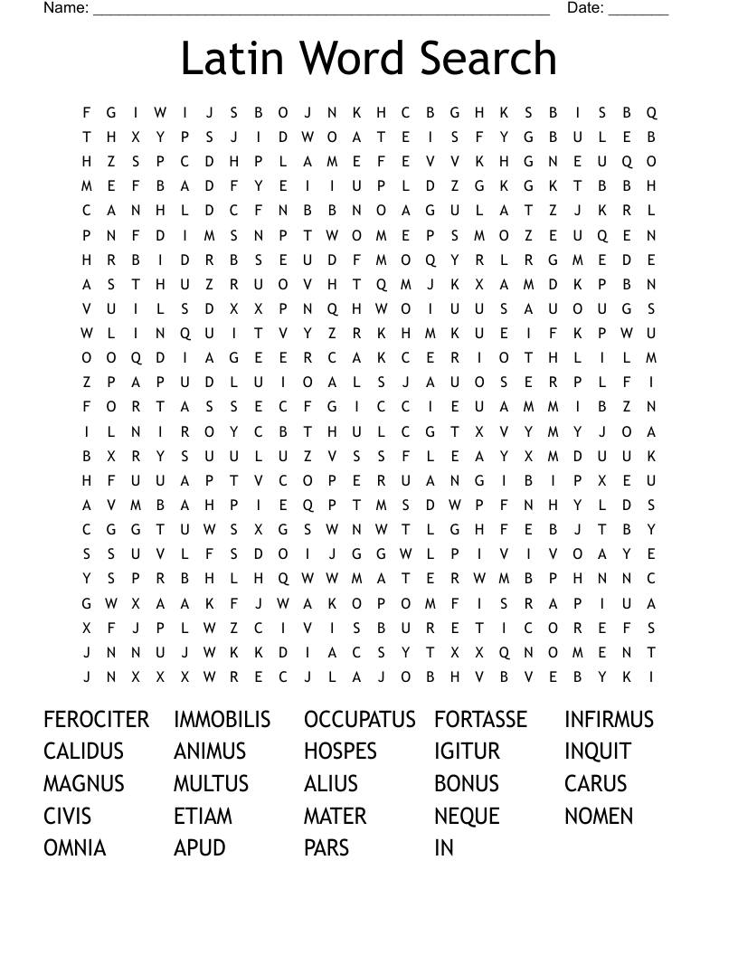 Latin Word Search 