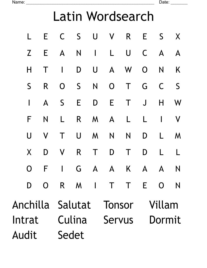 Latin Wordsearch