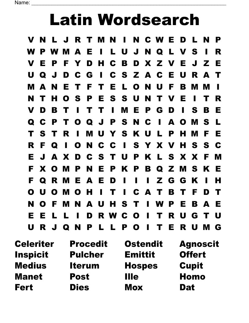Latin Wordsearch
