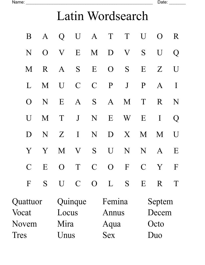 Latin Wordsearch
