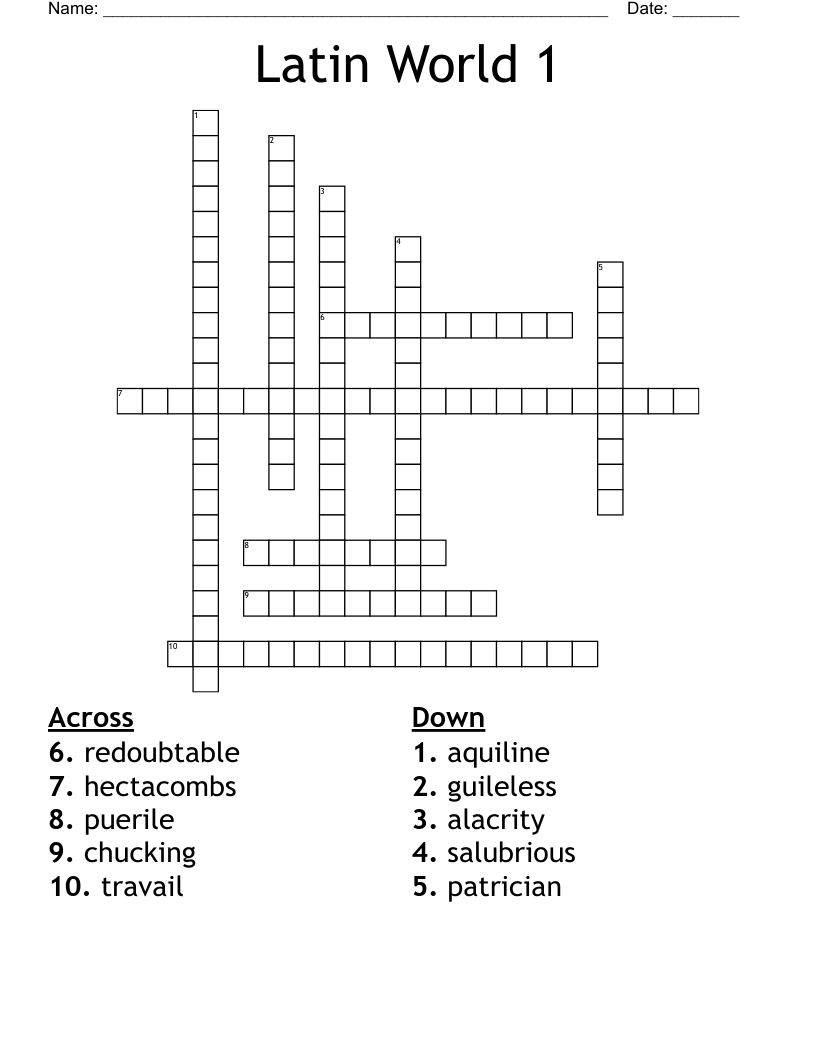 Latin World 1 Crossword