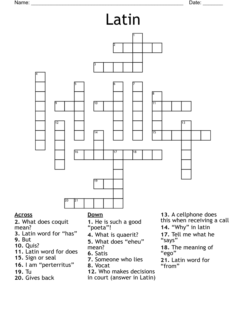 Latin  Crossword