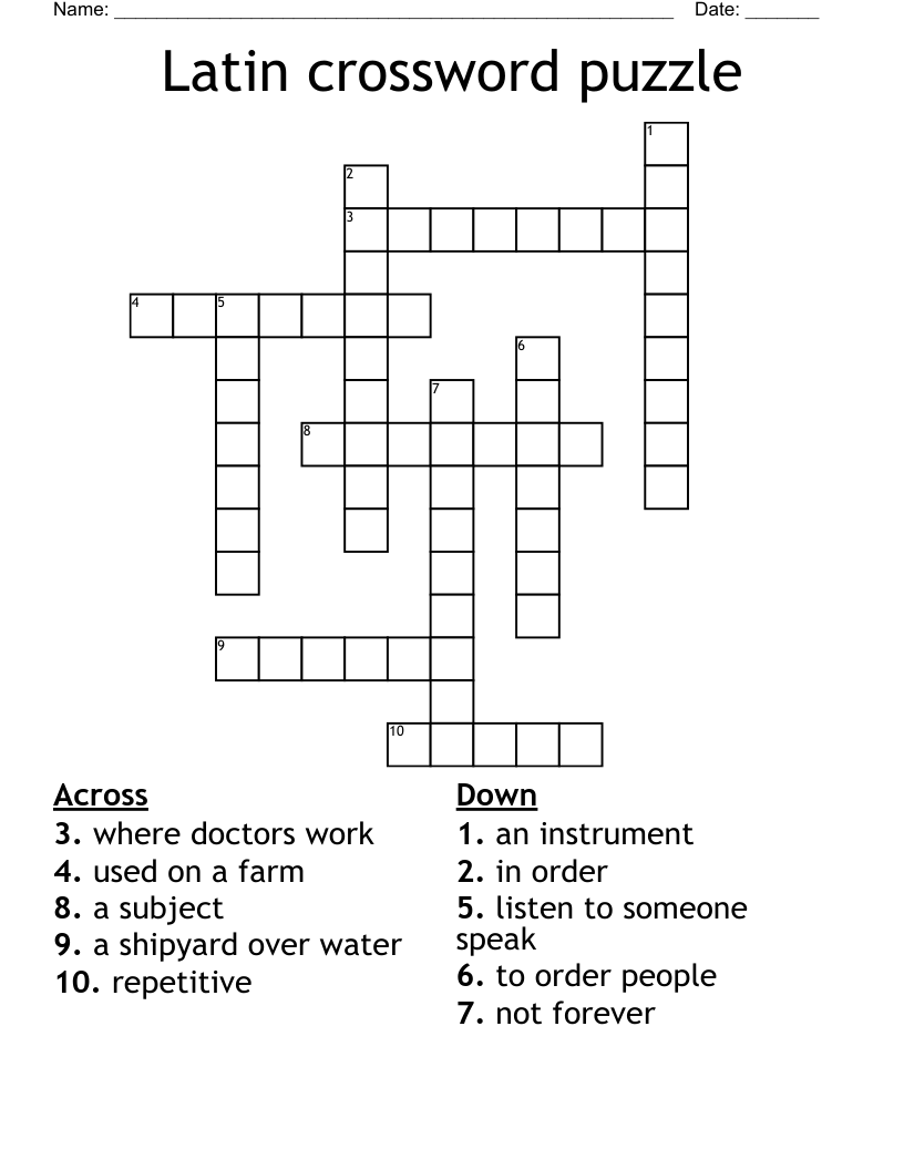 Latin crossword puzzle