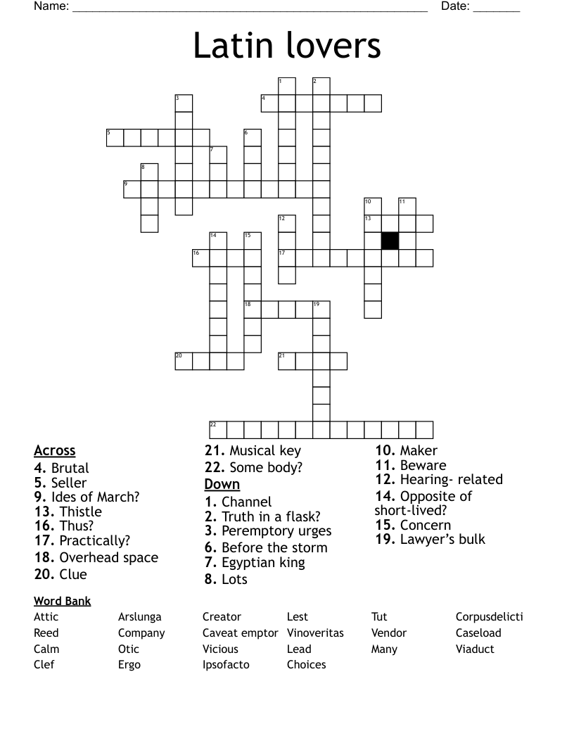 Latin lovers Crossword