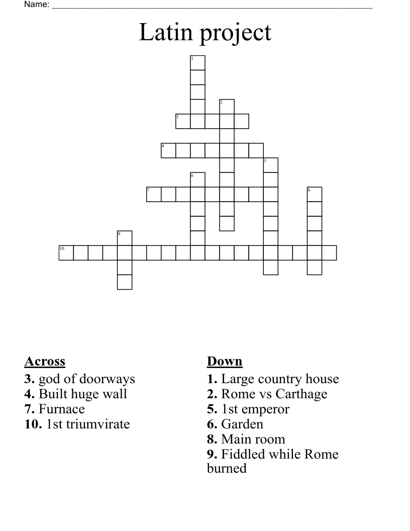 Latin project Crossword