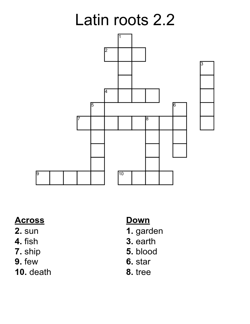 Latin roots 2.2 Crossword