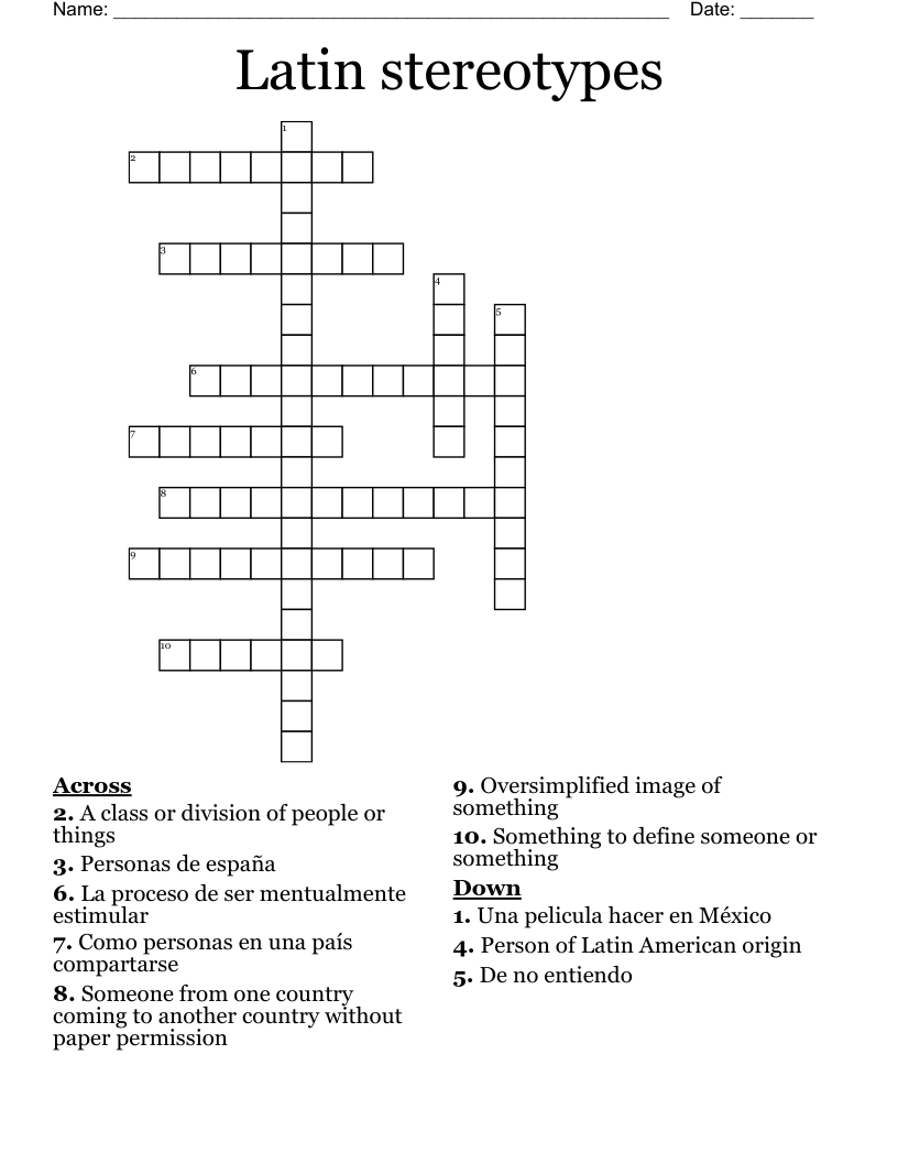 Latin stereotypes Crossword