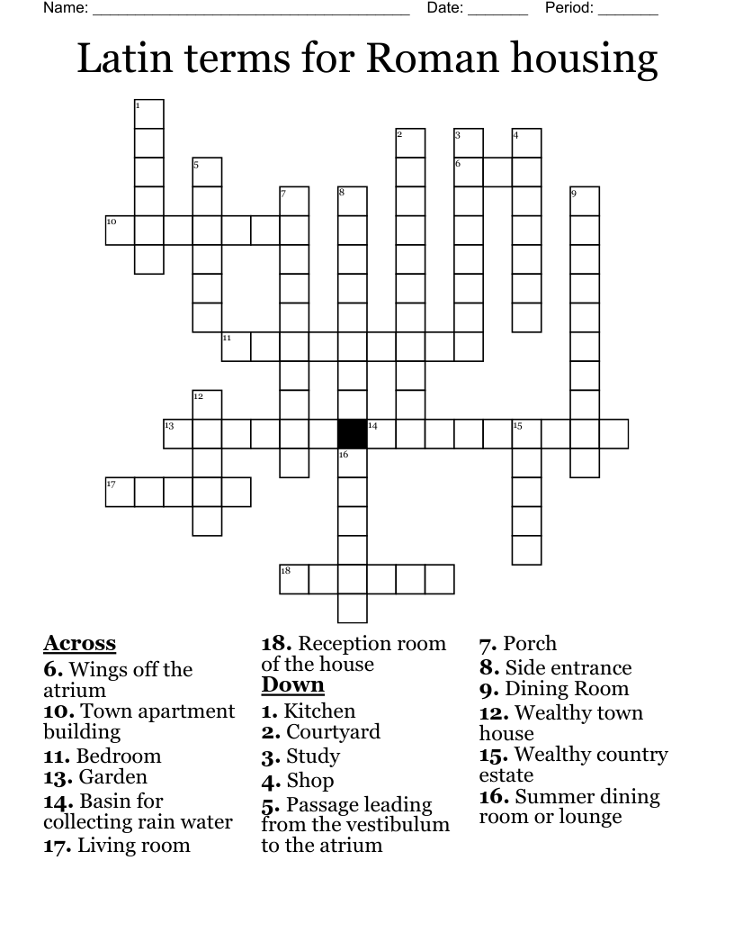 Latin terms for Roman housing Crossword
