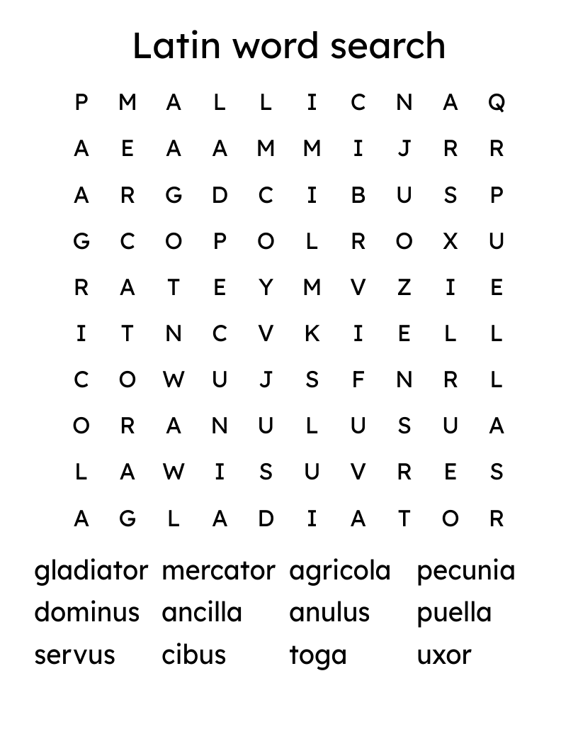 Latin word search 