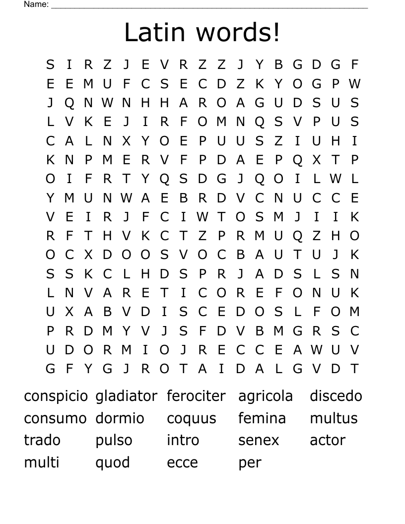 Latin words! Word Search