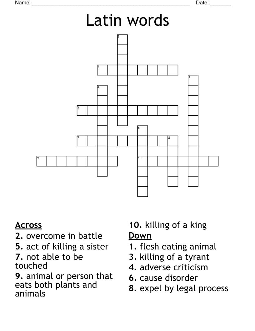 Latin words Crossword