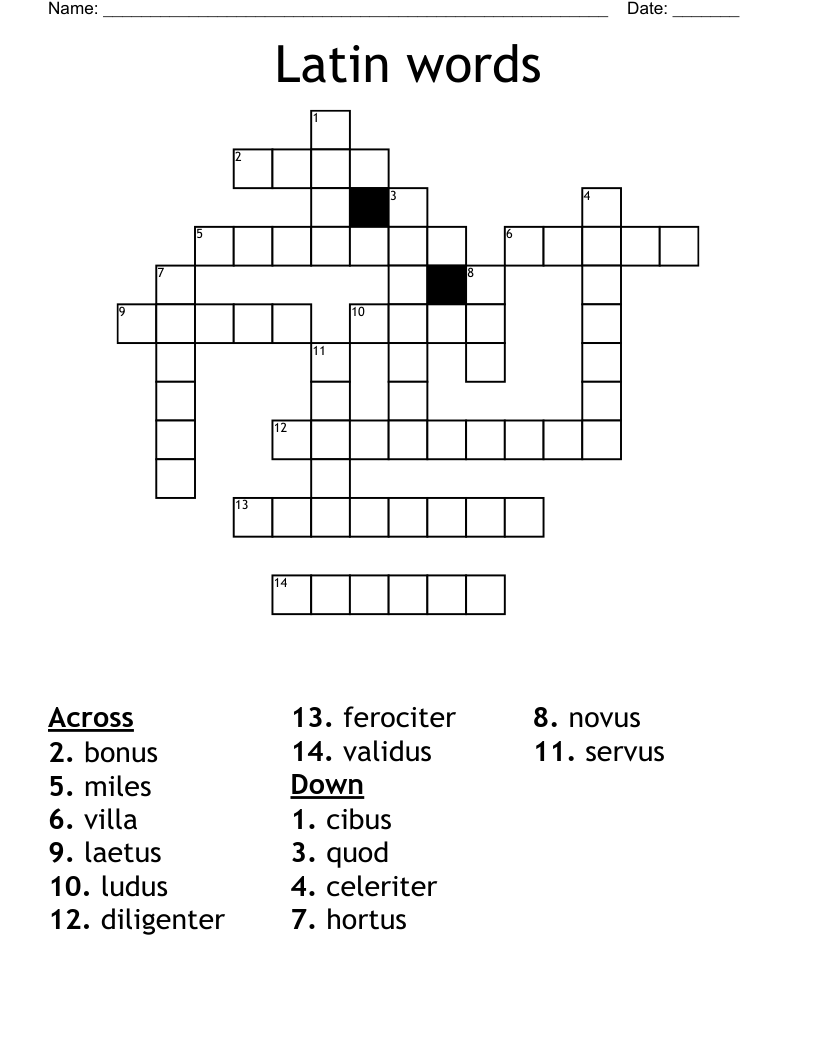 Latin words Crossword