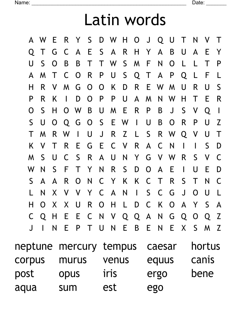 Latin words Word Search