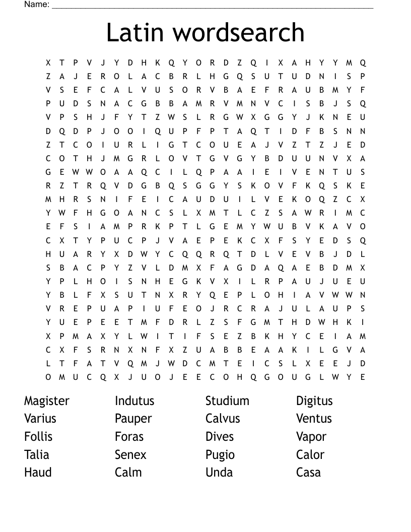 Latin wordsearch