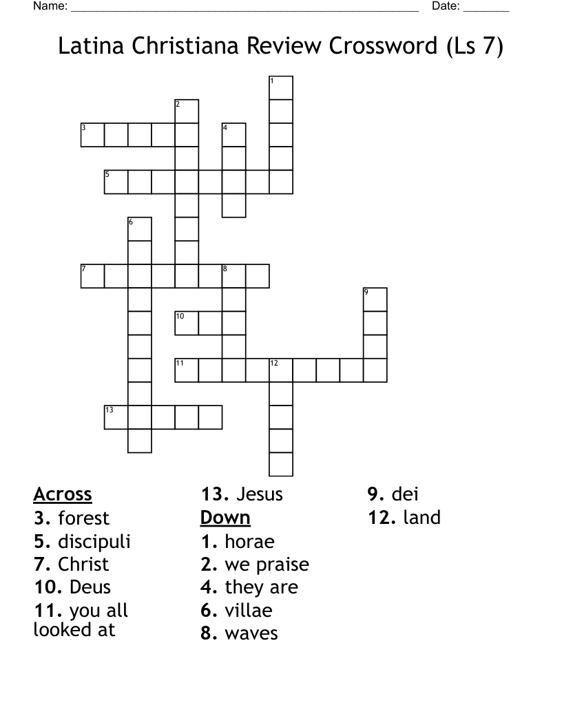 Latina Christiana Review Crossword (Ls 7)