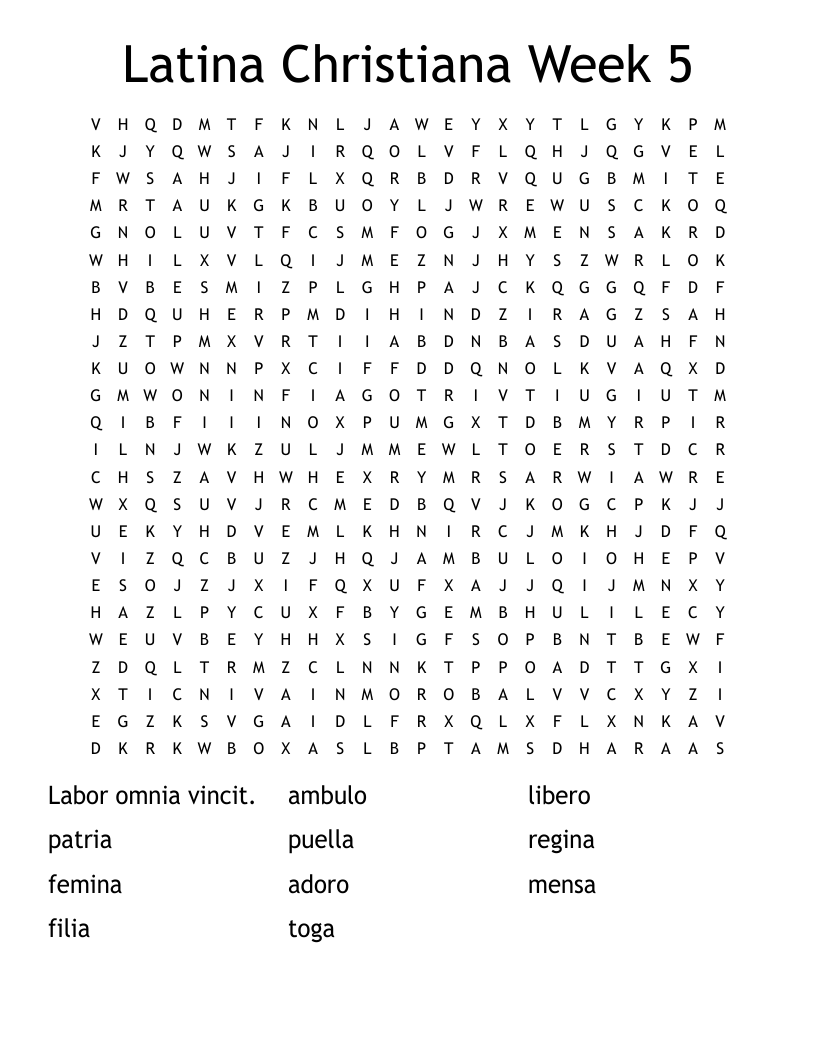 Latina Christiana Week 5 Word Search