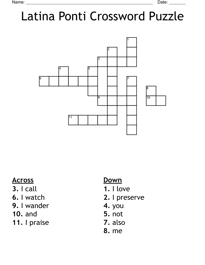 Latina Ponti Crossword Puzzle