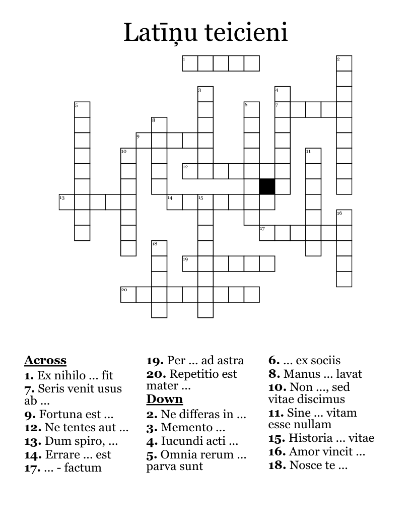 Latīņu teicieni Crossword