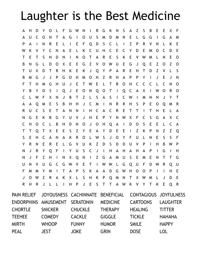 Laughter is the Best Medicine Word Search