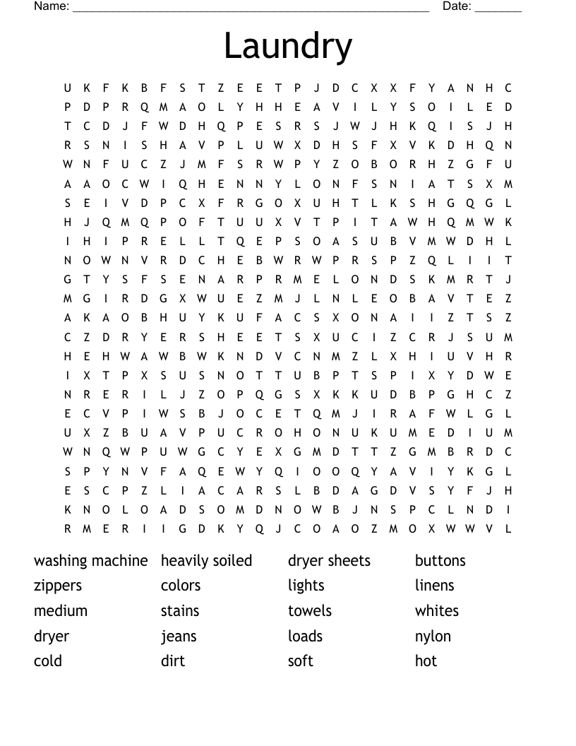 Laundry Word Search