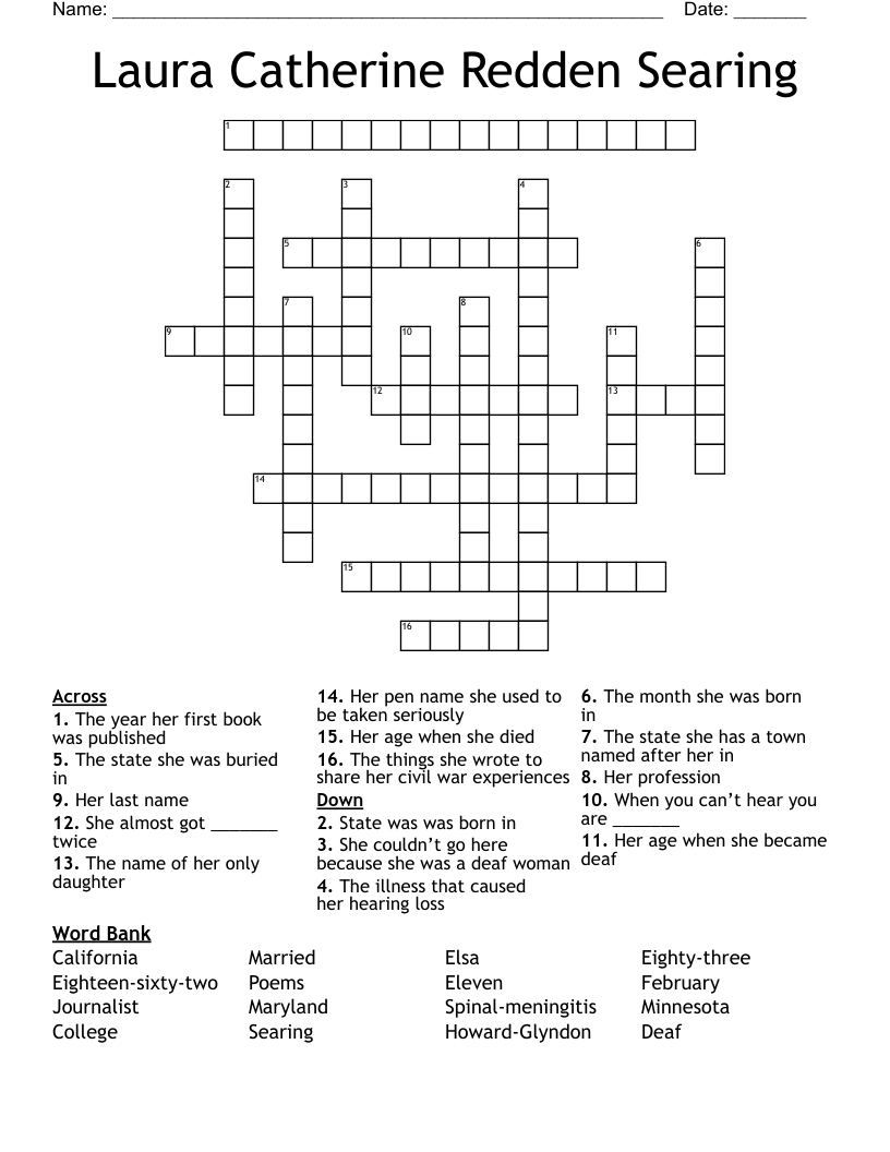 Laura Catherine Redden Searing Crossword