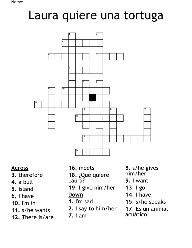 Laura quiere una tortuga Crossword
