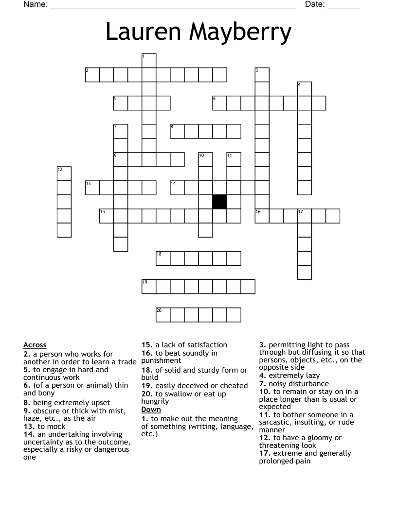 Lauren Mayberry Crossword