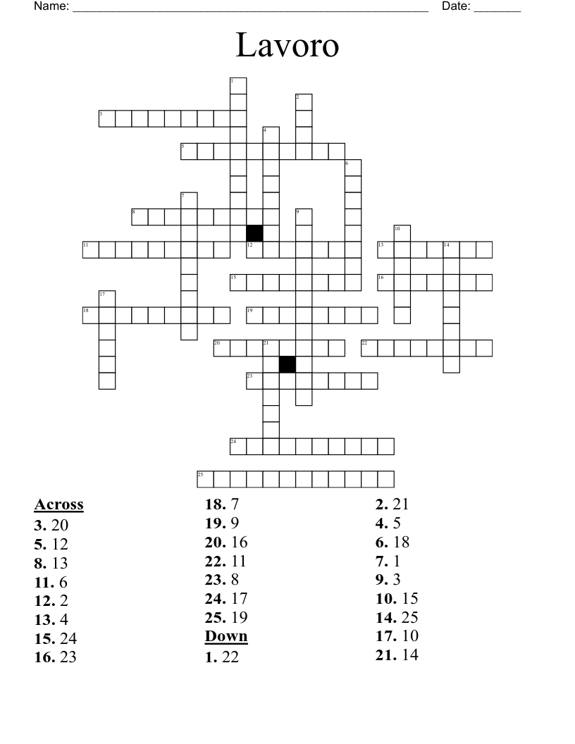Lavoro Crossword