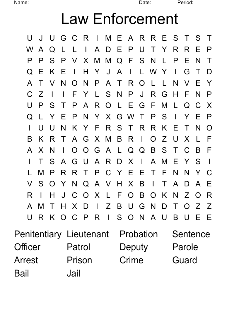 Law Enforcement Word Search