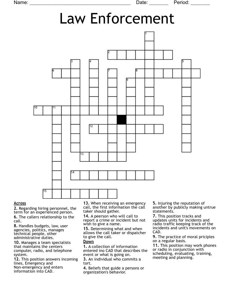 Law Enforcement Crossword