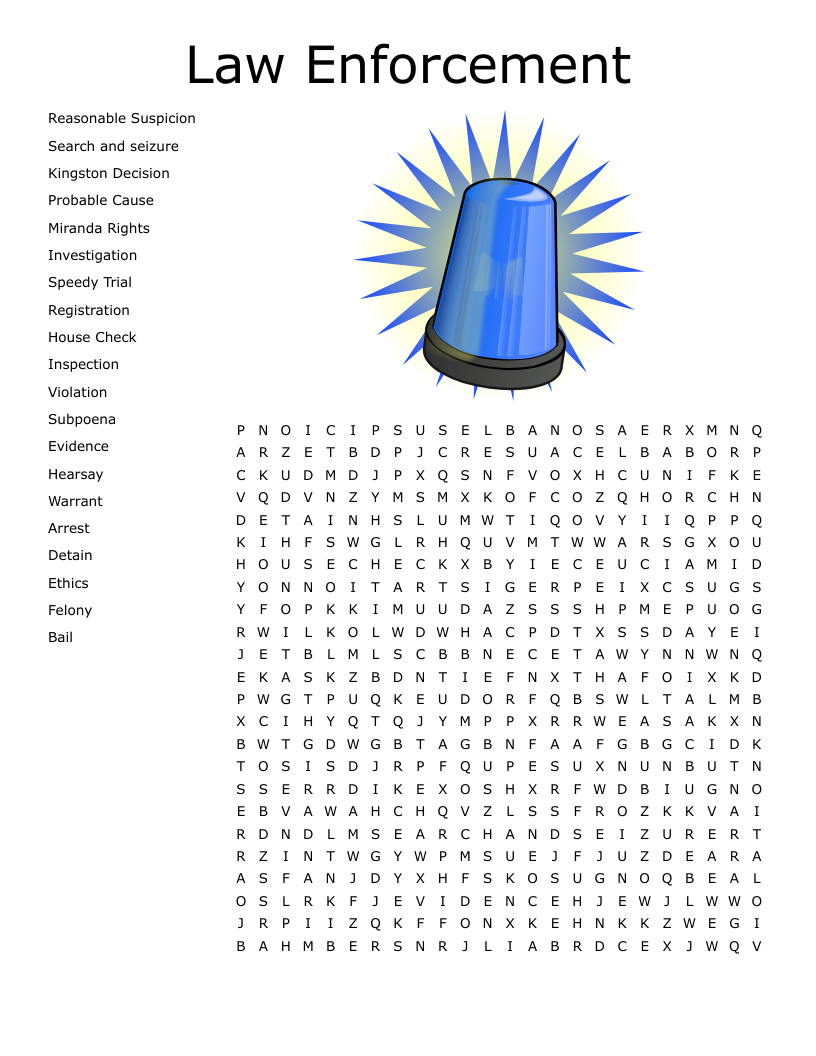 Law Enforcement Word Search