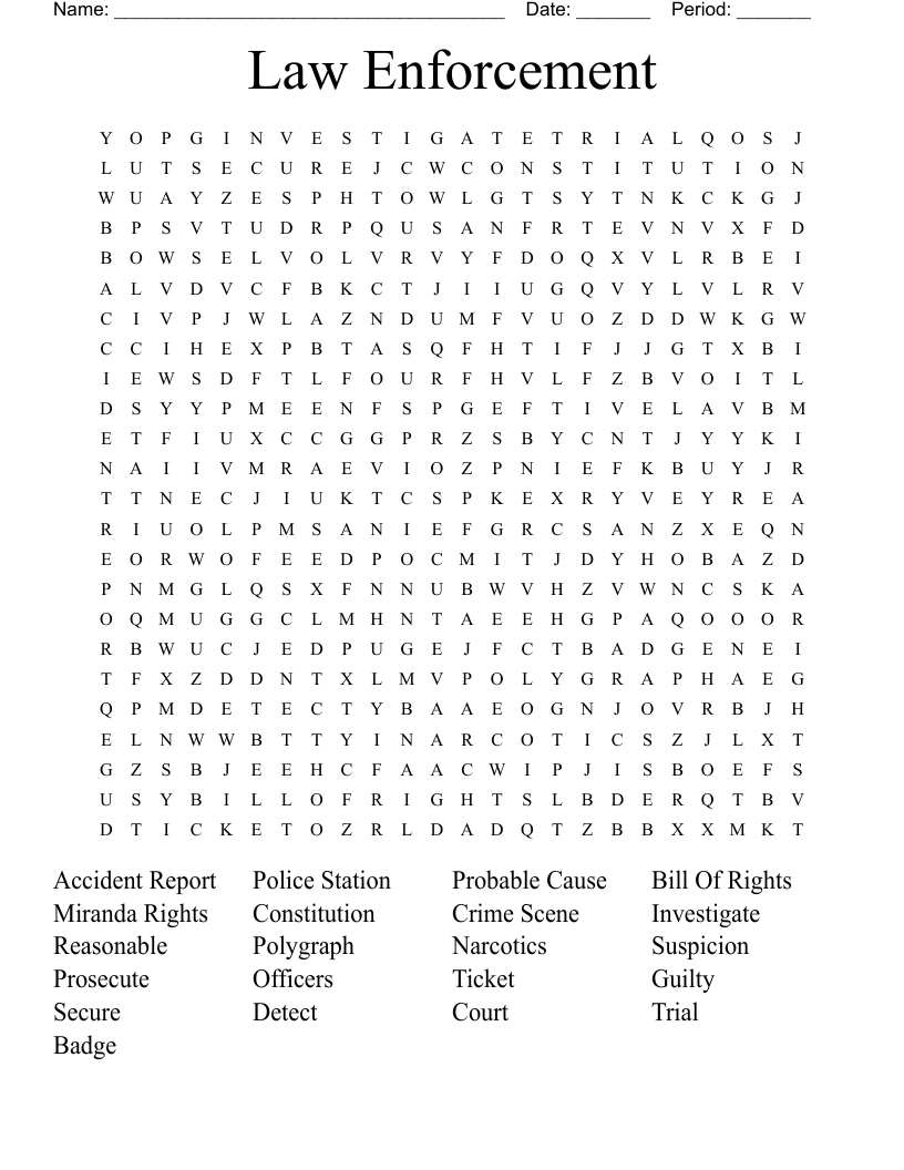 Law Enforcement Word Search