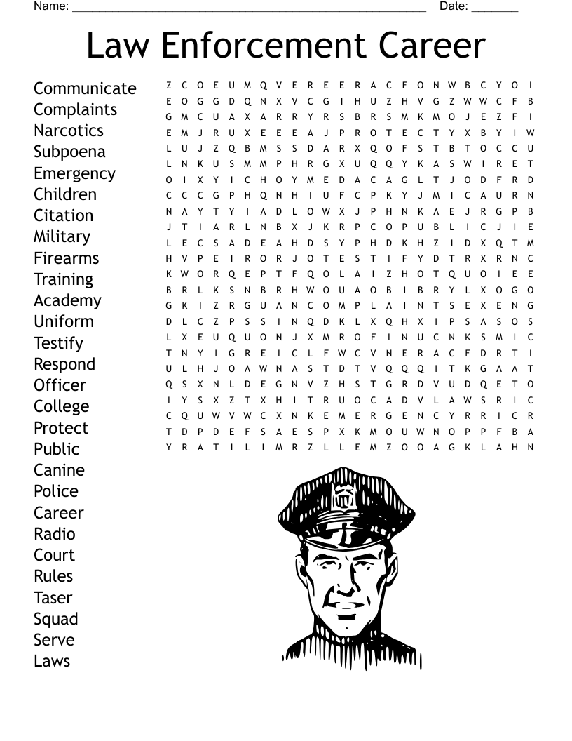 Law Enforcement Career Word Search