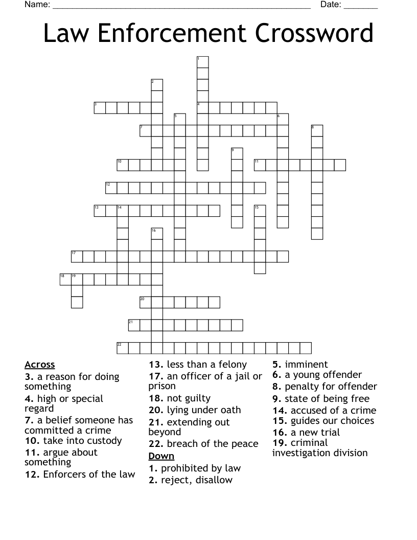 Law Enforcement Crossword