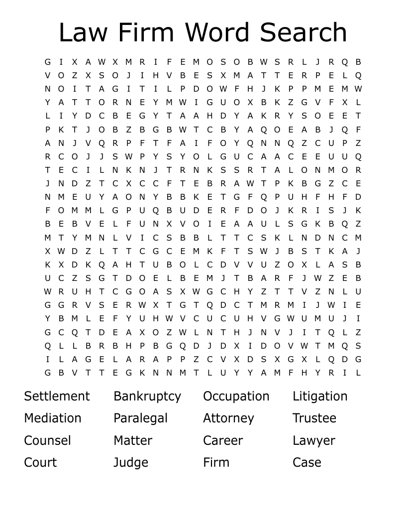Law Firm Word Search