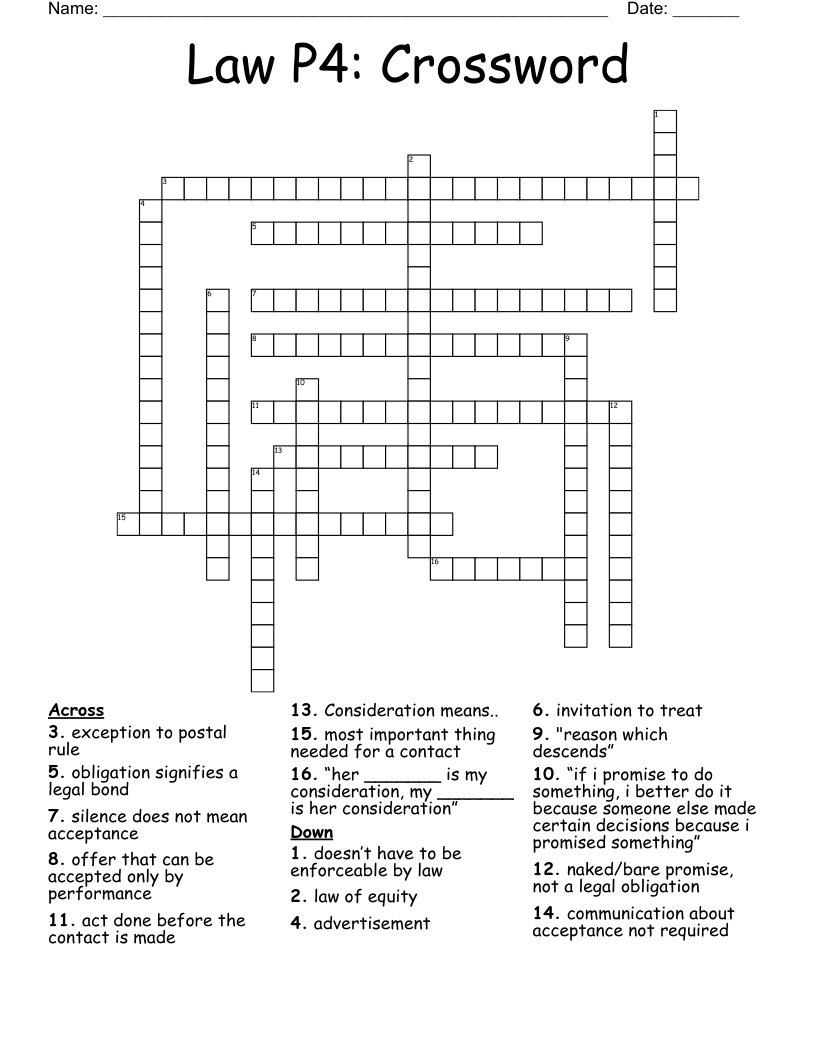 Law P4: Crossword