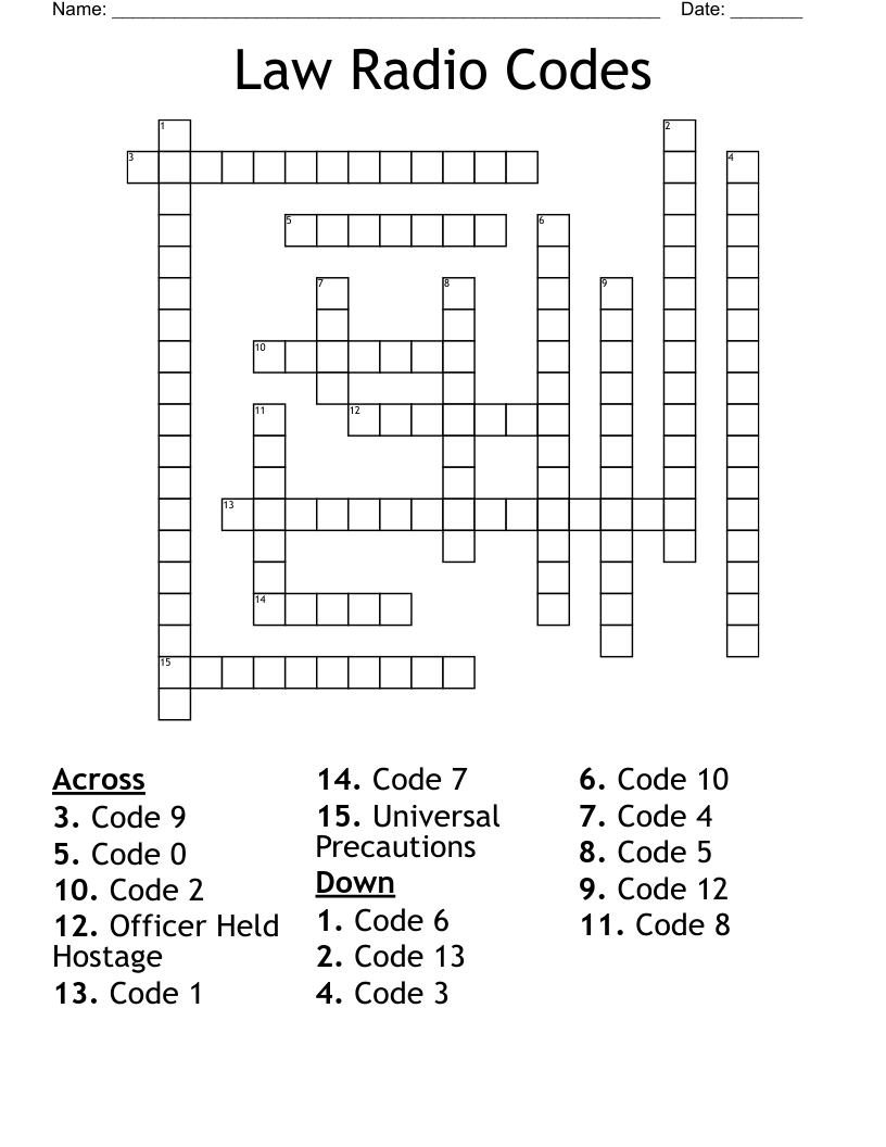 Law Radio Codes Crossword