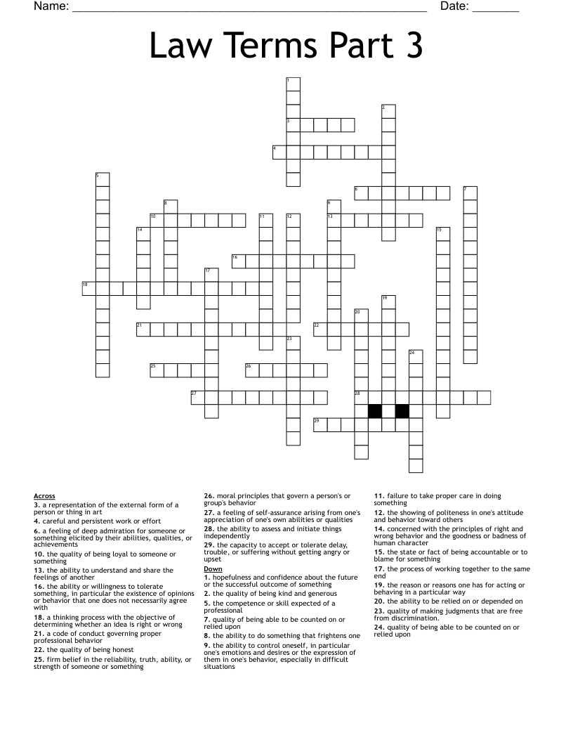 Law Terms Part 3 Crossword