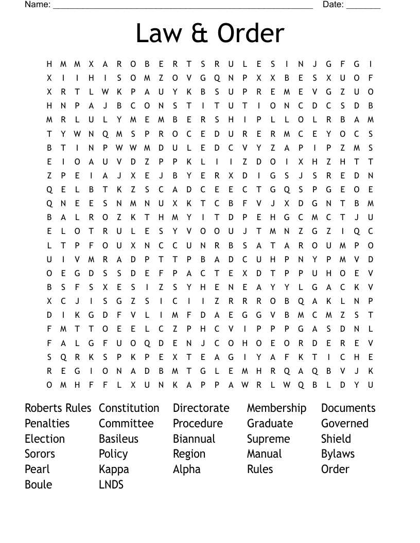 Law & Order Word Search