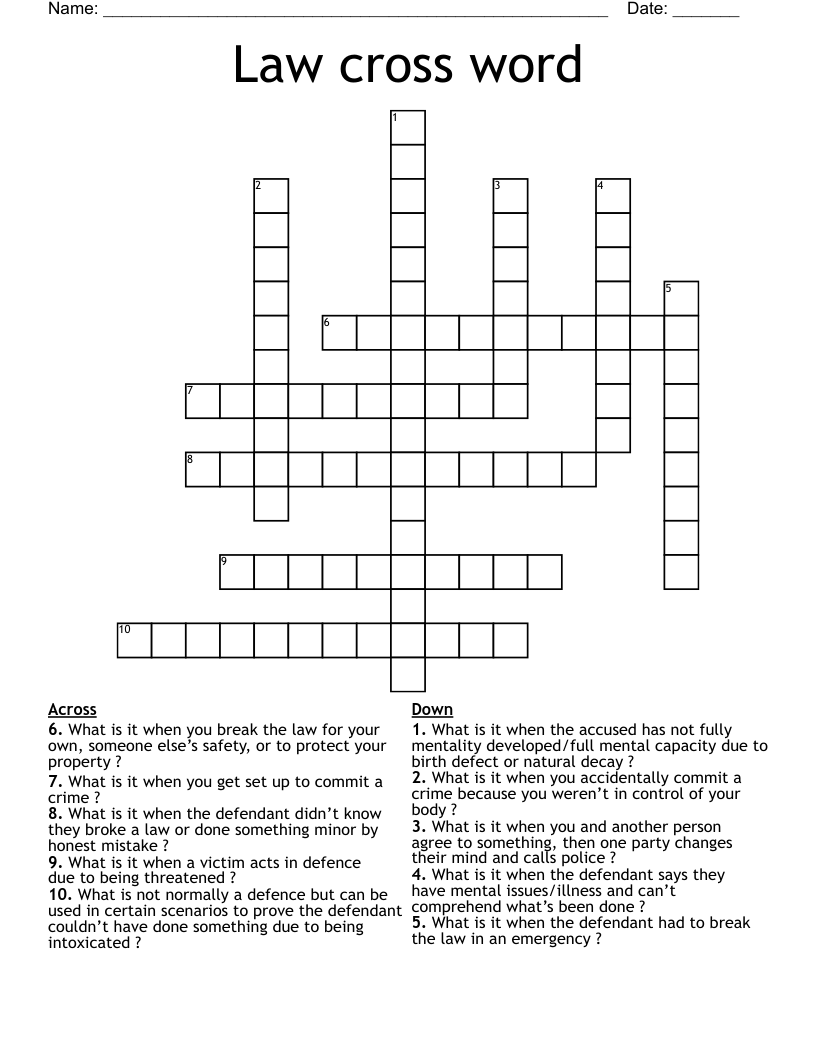 Law cross word