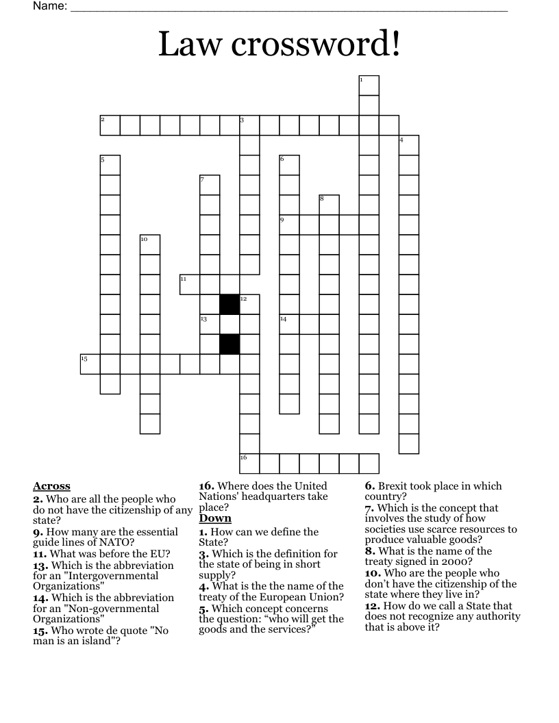 Law crossword!