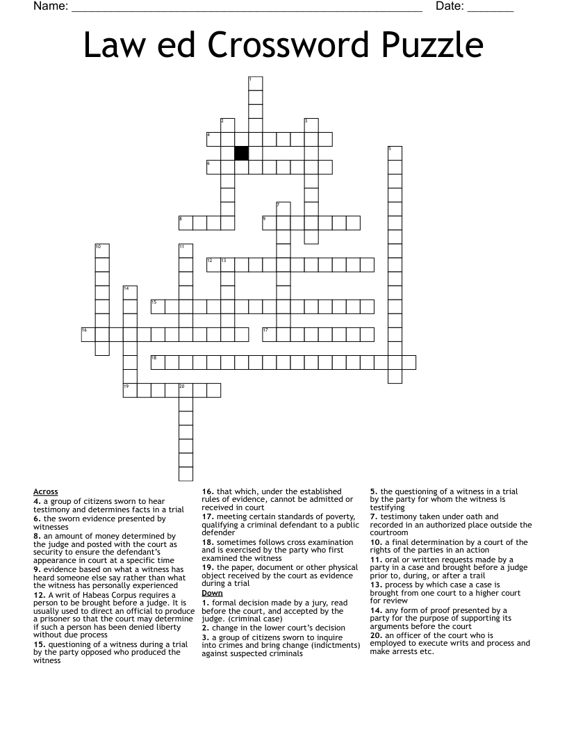Law ed Crossword Puzzle