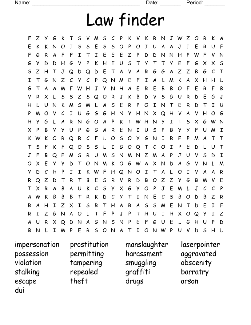 Law finder Word Search