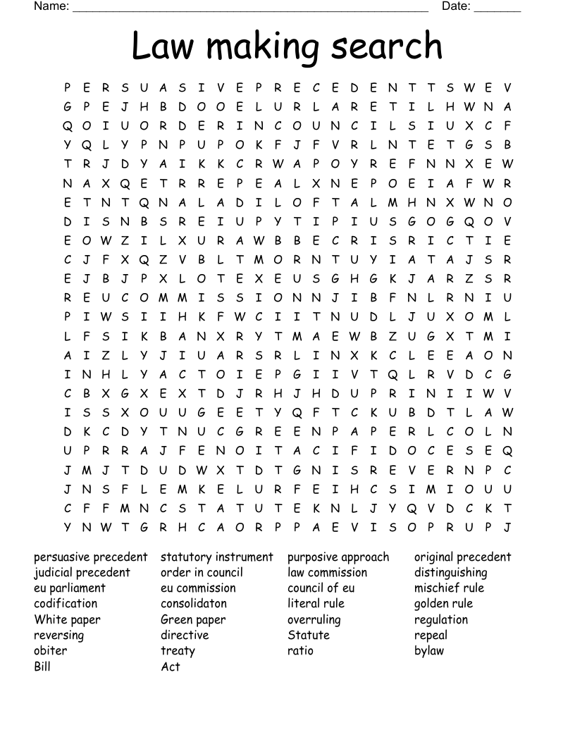 Law making search Word Search