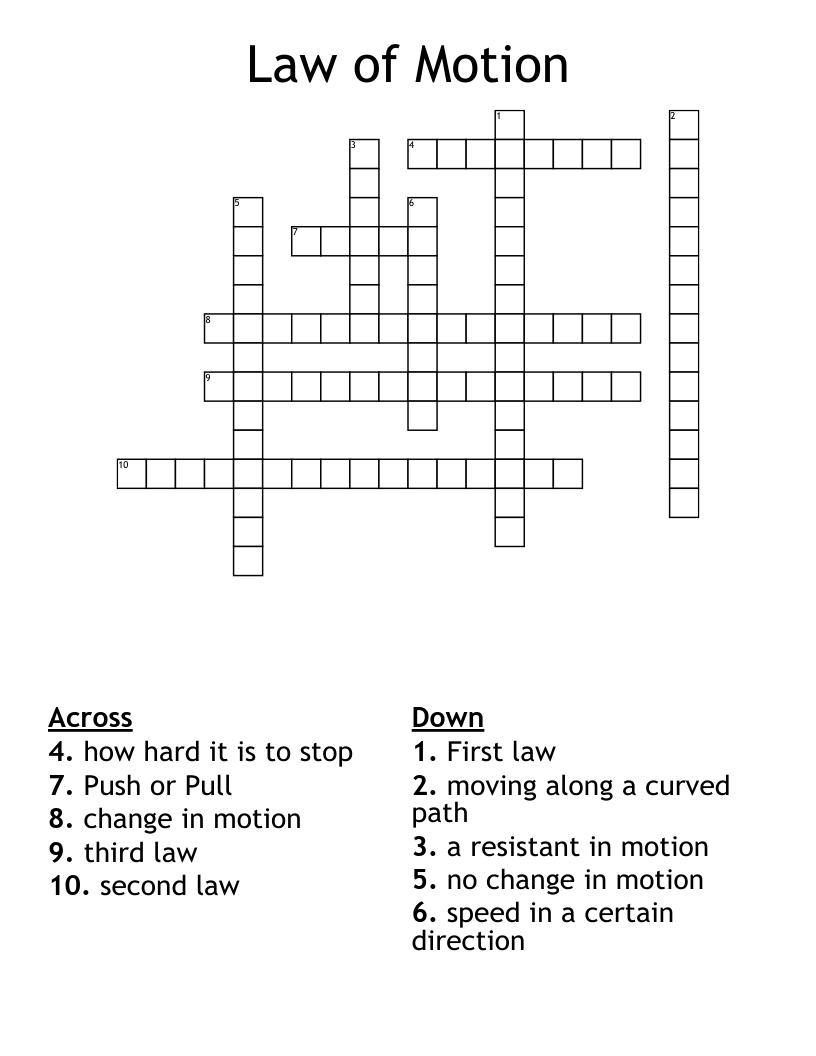 Law of Motion Crossword