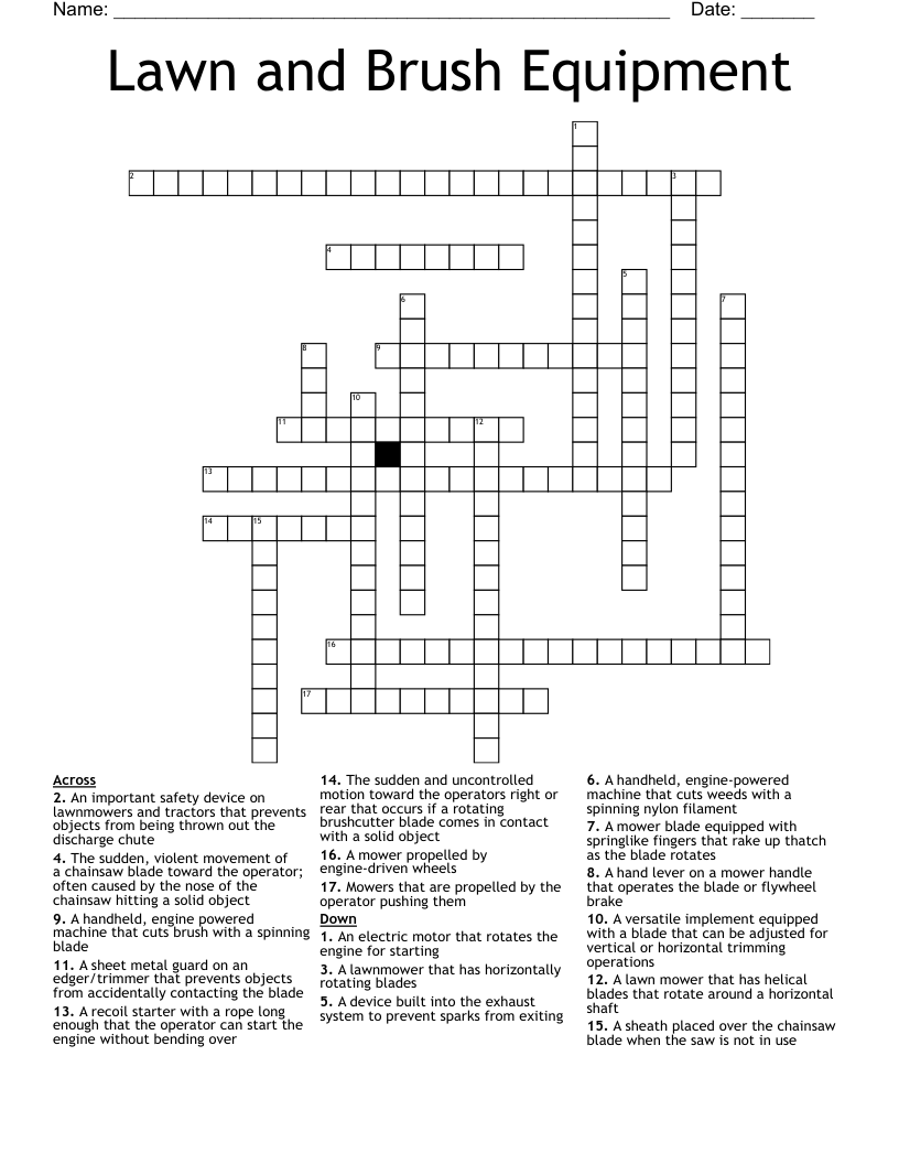 Lawn and Brush Equipment Crossword