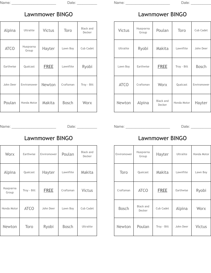 Lawnmower BINGO