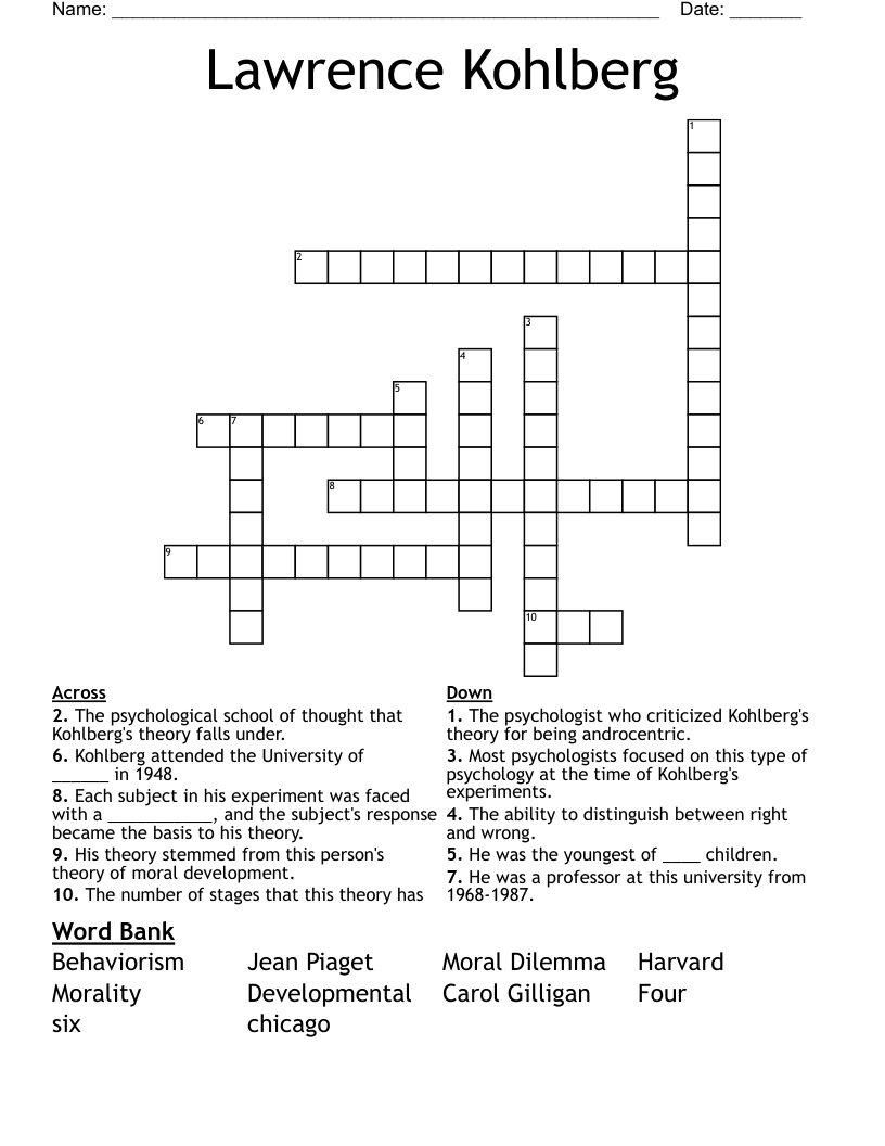 Lawrence Kohlberg Crossword