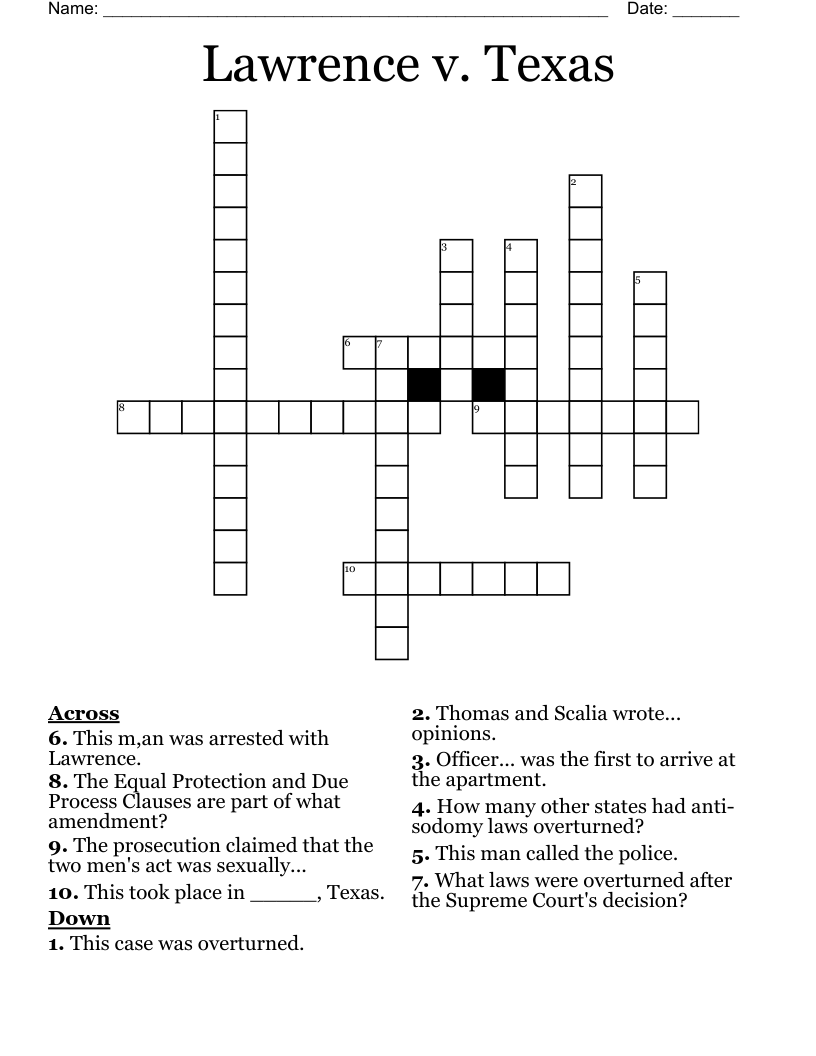 Lawrence v. Texas Crossword