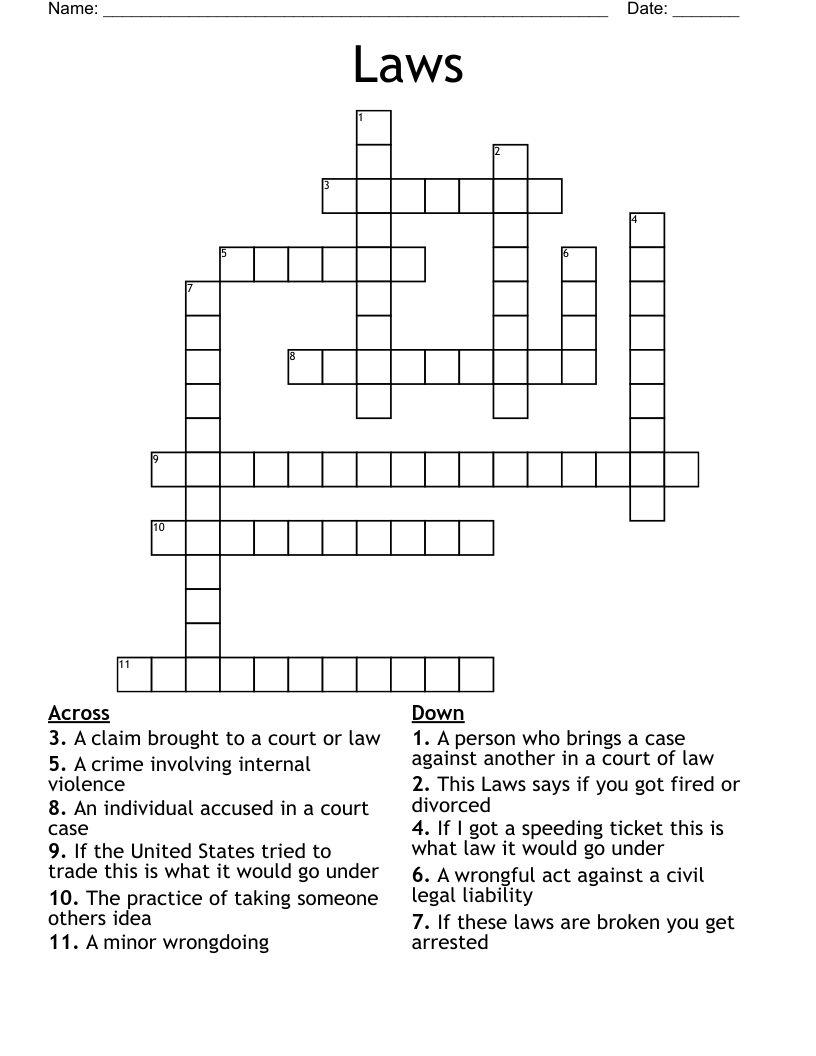 Laws Crossword